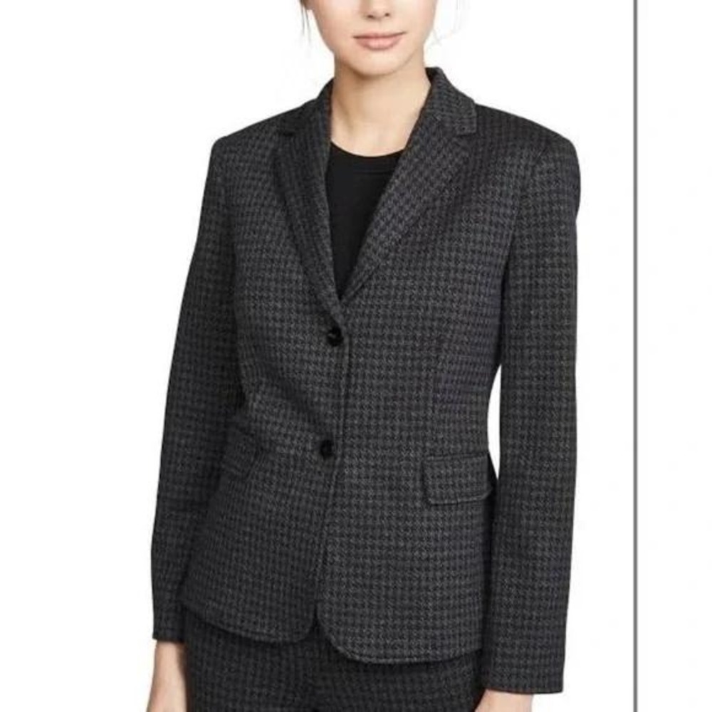 Theory Houndstooth Knit Twill Blazer Jacket Women's Size 6 Career